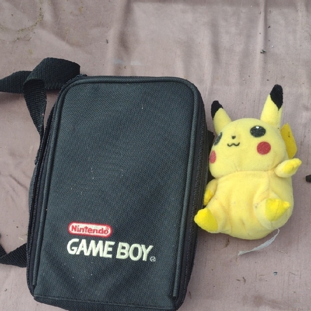 Nintendo Game Boy Black Bag with Yellow Pikachu Toy